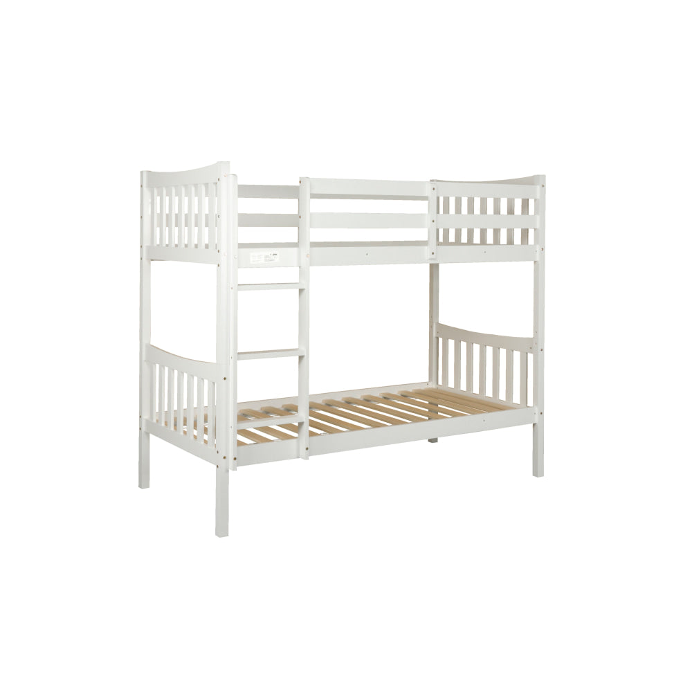 Wooden Timber Solid Pine Single Size Bunk Bed Frame - White Fast shipping On sale