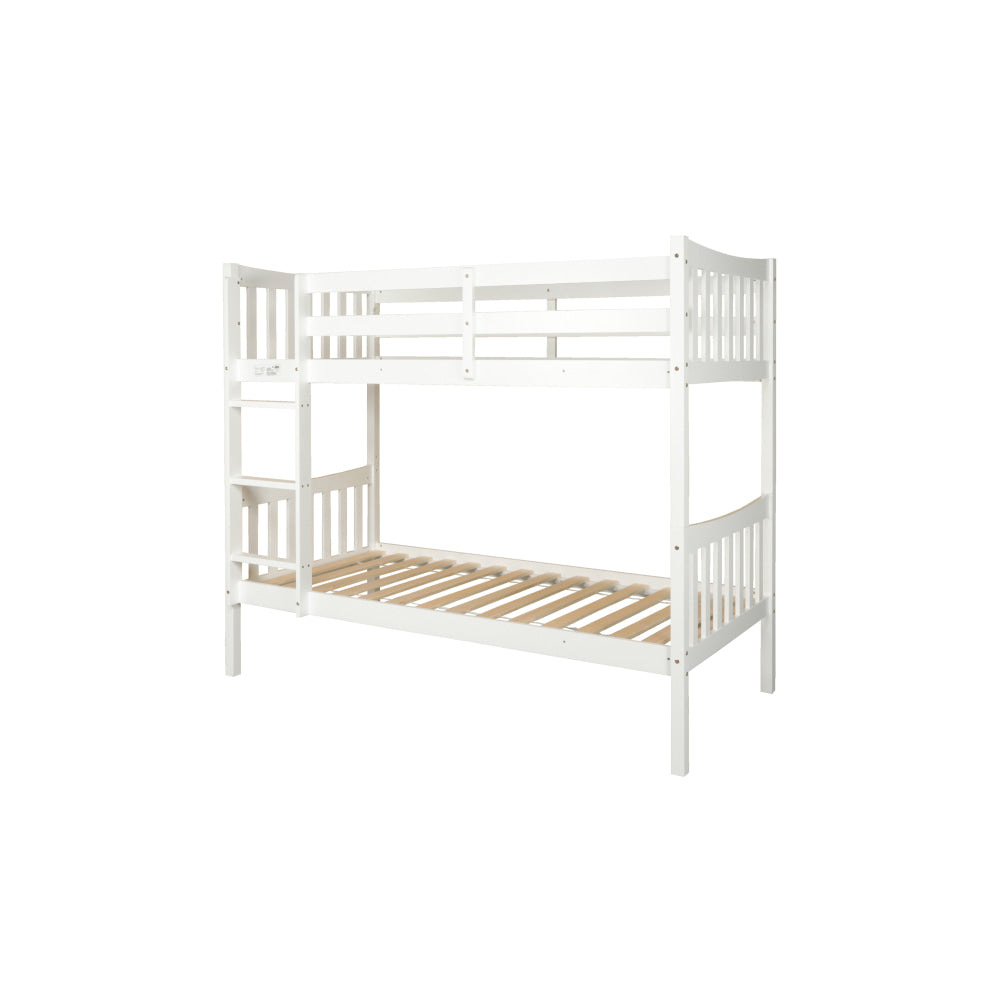 Wooden Timber Solid Pine Single Size Bunk Bed Frame - White Fast shipping On sale