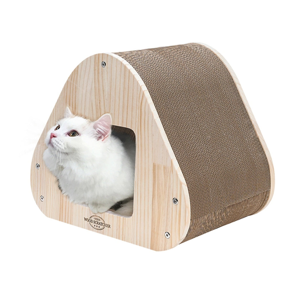 Yaomi Wood Triangle Cat Scratcher Sofa Pet Bed Cares Fast shipping On sale