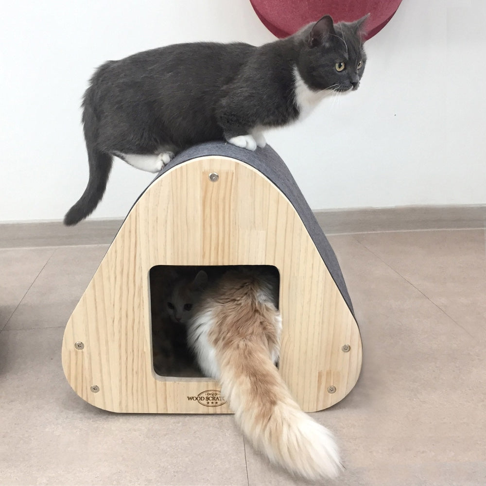 Yaomi Wood Triangle Cat Scratcher Sofa Pet Bed Cares Fast shipping On sale