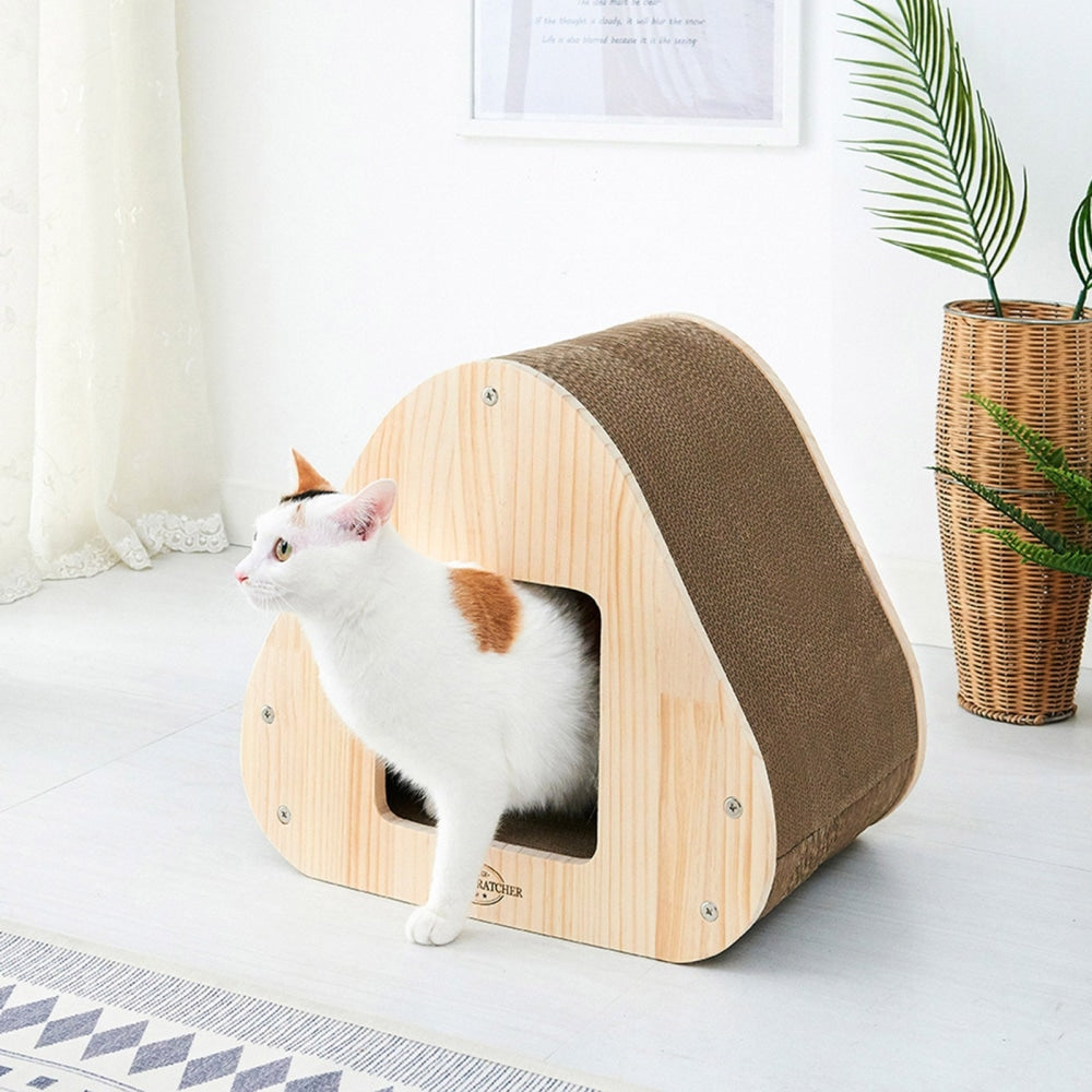 Yaomi Wood Triangle Cat Scratcher Sofa Pet Bed Cares Fast shipping On sale