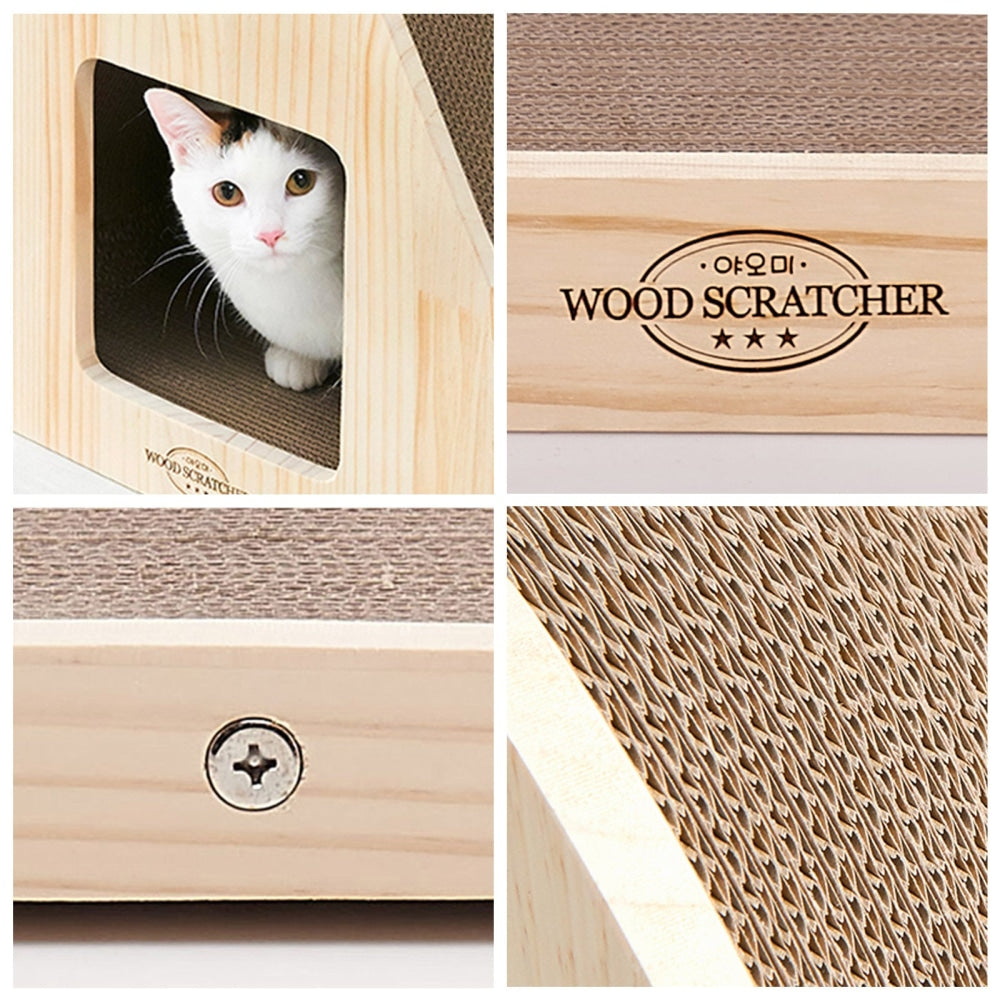 Yaomi Wood Triangle Cat Scratcher Sofa Pet Bed Cares Fast shipping On sale