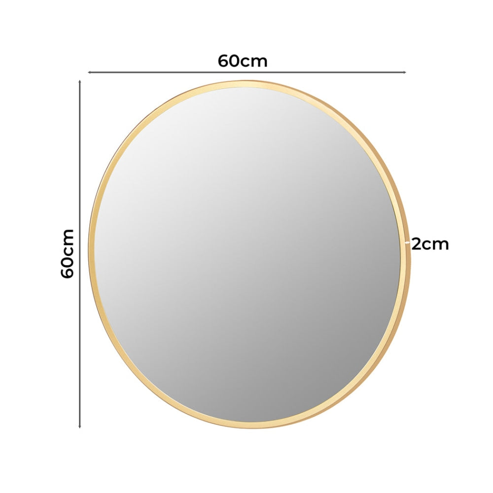 Yezi Bathroom Wall Mirror Round Large Vanity Makeup Mirrors Decor Frame 60cm Fast shipping On sale