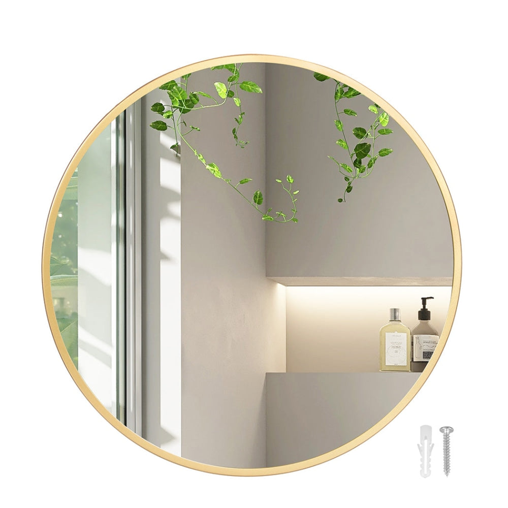 Yezi Bathroom Wall Mirror Round Large Vanity Makeup Mirrors Decor Frame 60cm Fast shipping On sale