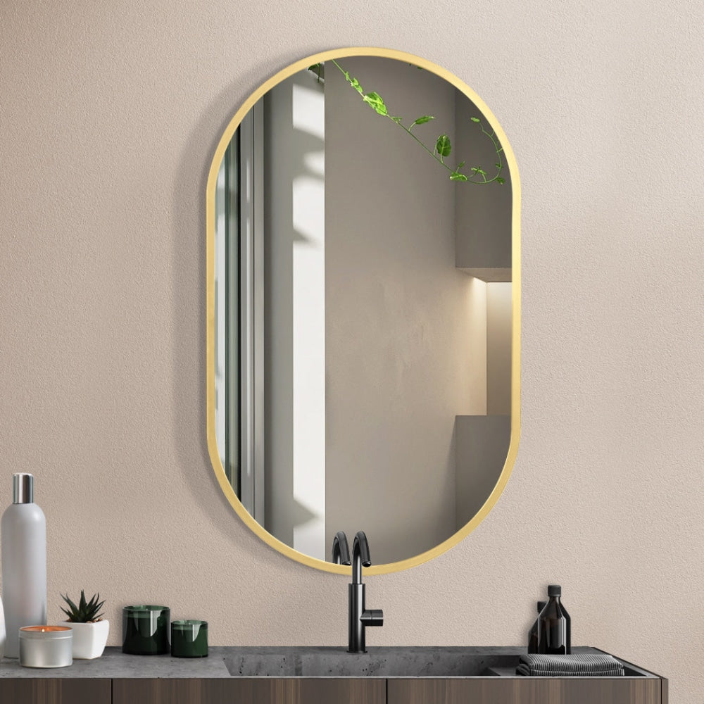 Yezi Wall Mirror Bathroom Decor Vanity Haning Makeup Mirrors Frame Gold Oval Fast shipping On sale