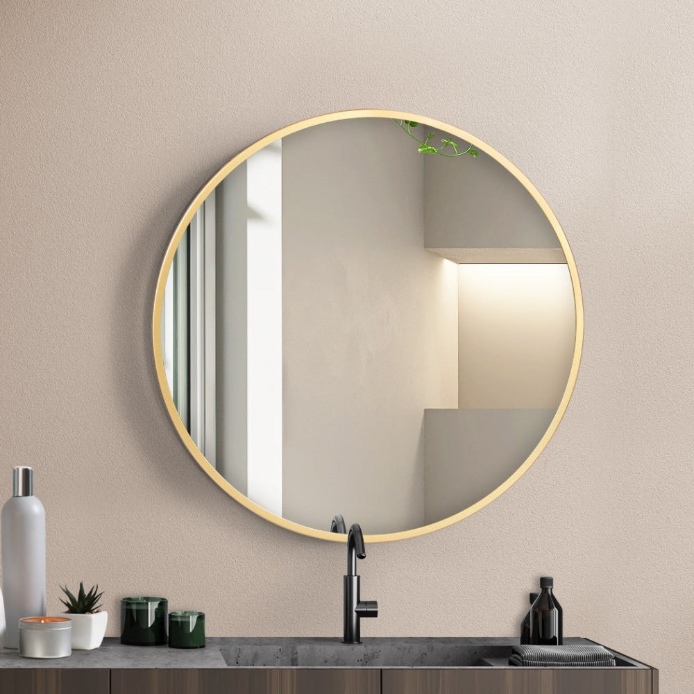 Yezi Wall Mirror Round Bathroom Decor Large Vanity Makeup Mirrors Frame 50cm Fast shipping On sale