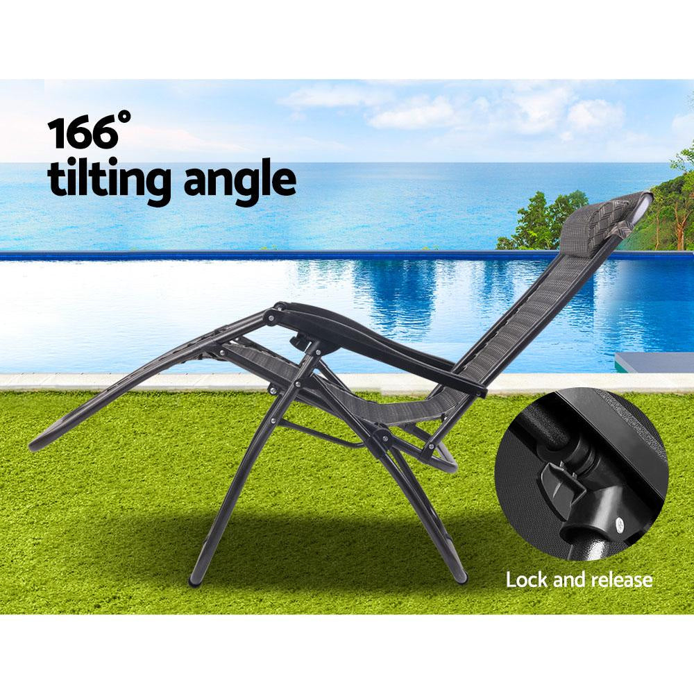 Zero Gravity Chairs Reclining Outdoor Furniture Sun Lounge Folding Camping Lounger Grey Fast shipping On sale