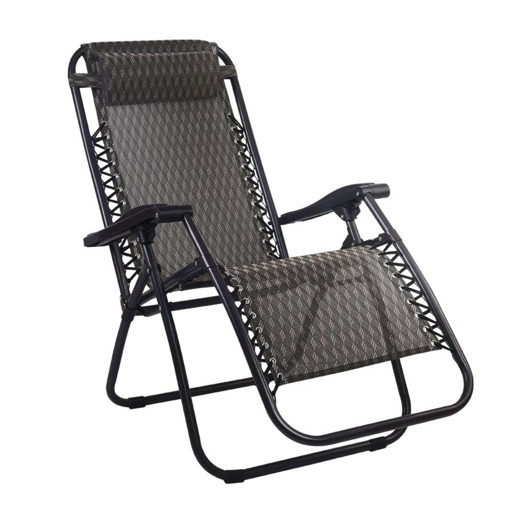Zero Gravity Chairs Reclining Outdoor Furniture Sun Lounge Folding Camping Lounger Grey Fast shipping On sale