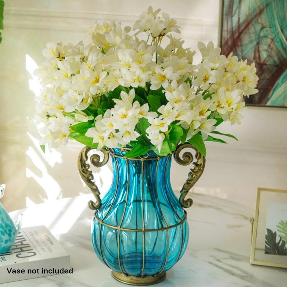 10 Bunch Artificial Silk Lilium nanum 6 Heads Flower Fake Bridal Bouquet Table Decor White Plant Fast shipping On sale