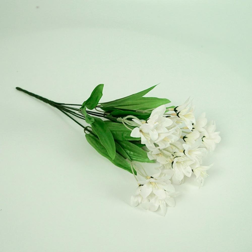 10 Bunch Artificial Silk Lilium nanum 6 Heads Flower Fake Bridal Bouquet Table Decor White Plant Fast shipping On sale