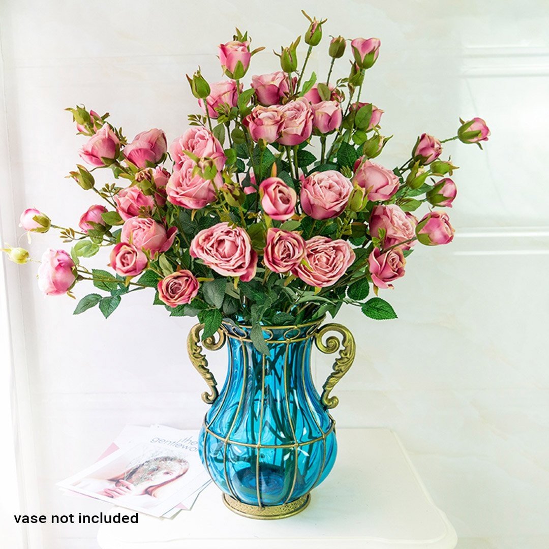 10 Bunch Artificial Silk Rose 6 Heads Flower Fake Bridal Bouquet Table Decor Pink Plant Fast shipping On sale