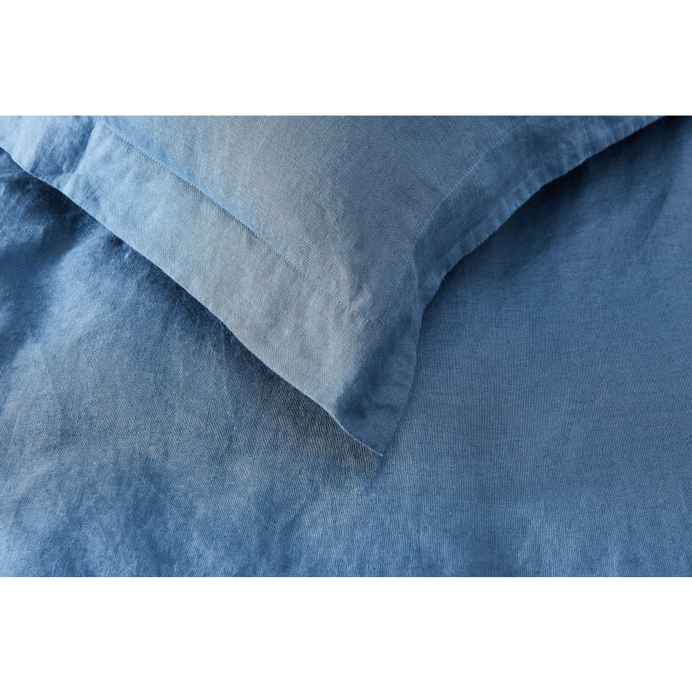 100% French Linen Quilt Cover Set - Berling Sea Double Fast shipping On sale
