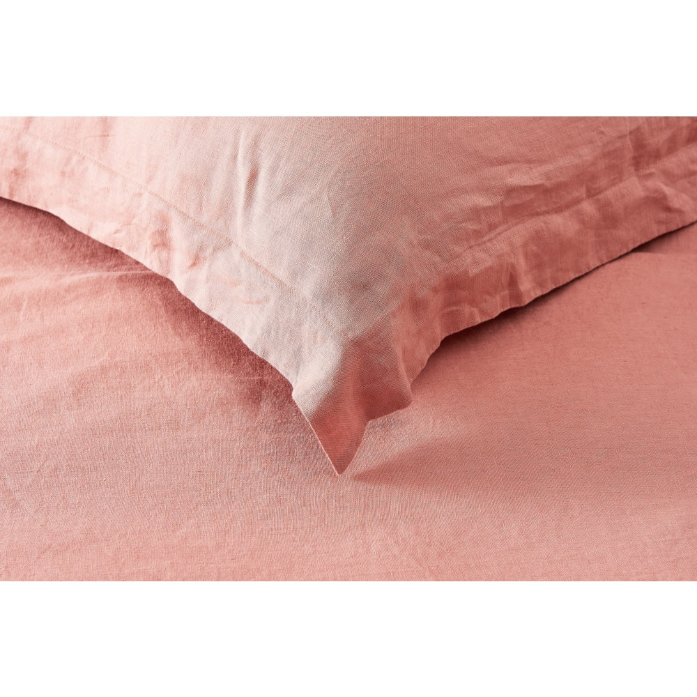 100% French Linen Quilt Cover Set - Terracotta Double Fast shipping On sale