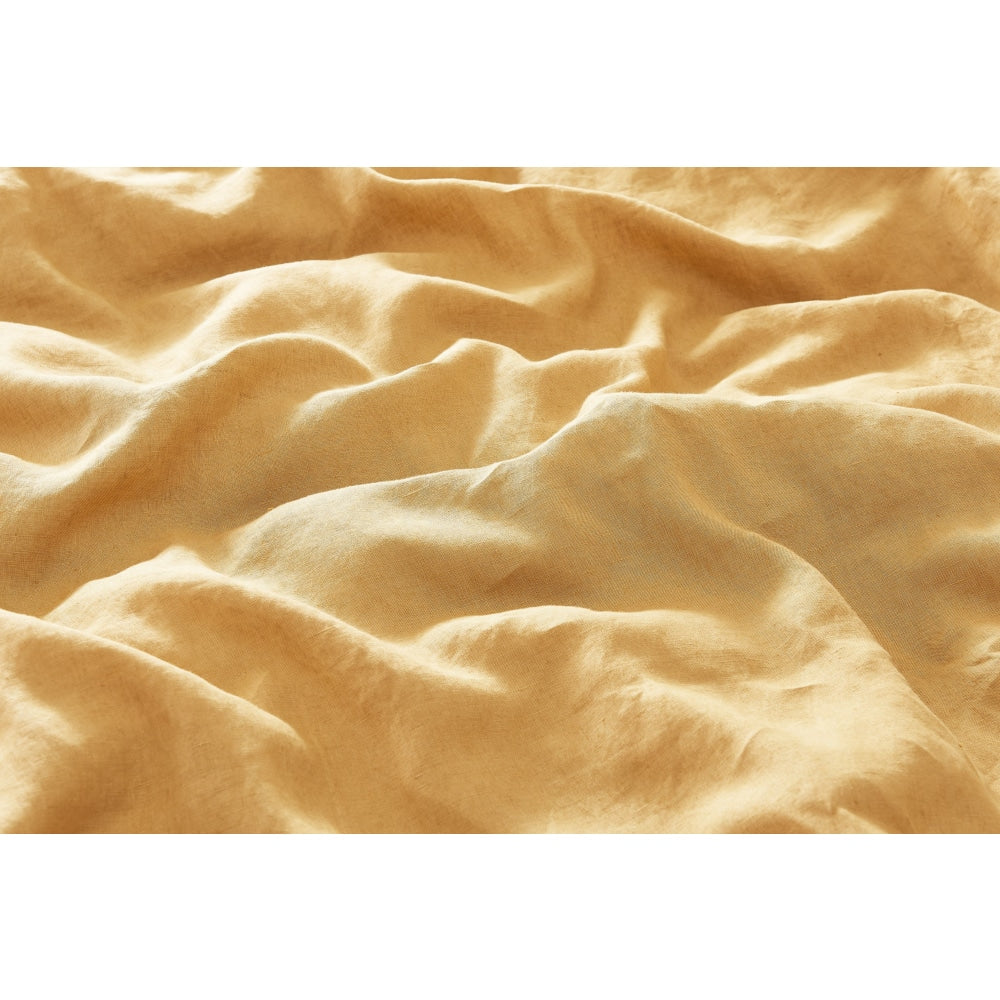 100% French Linen Quilt Cover Set - Turmeric Double Fast shipping On sale