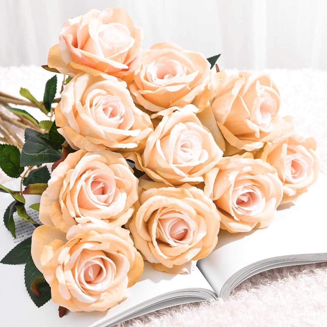 10pcs Artificial Silk Flower Fake Rose Bouquet Table Decor Champion Plant Fast shipping On sale