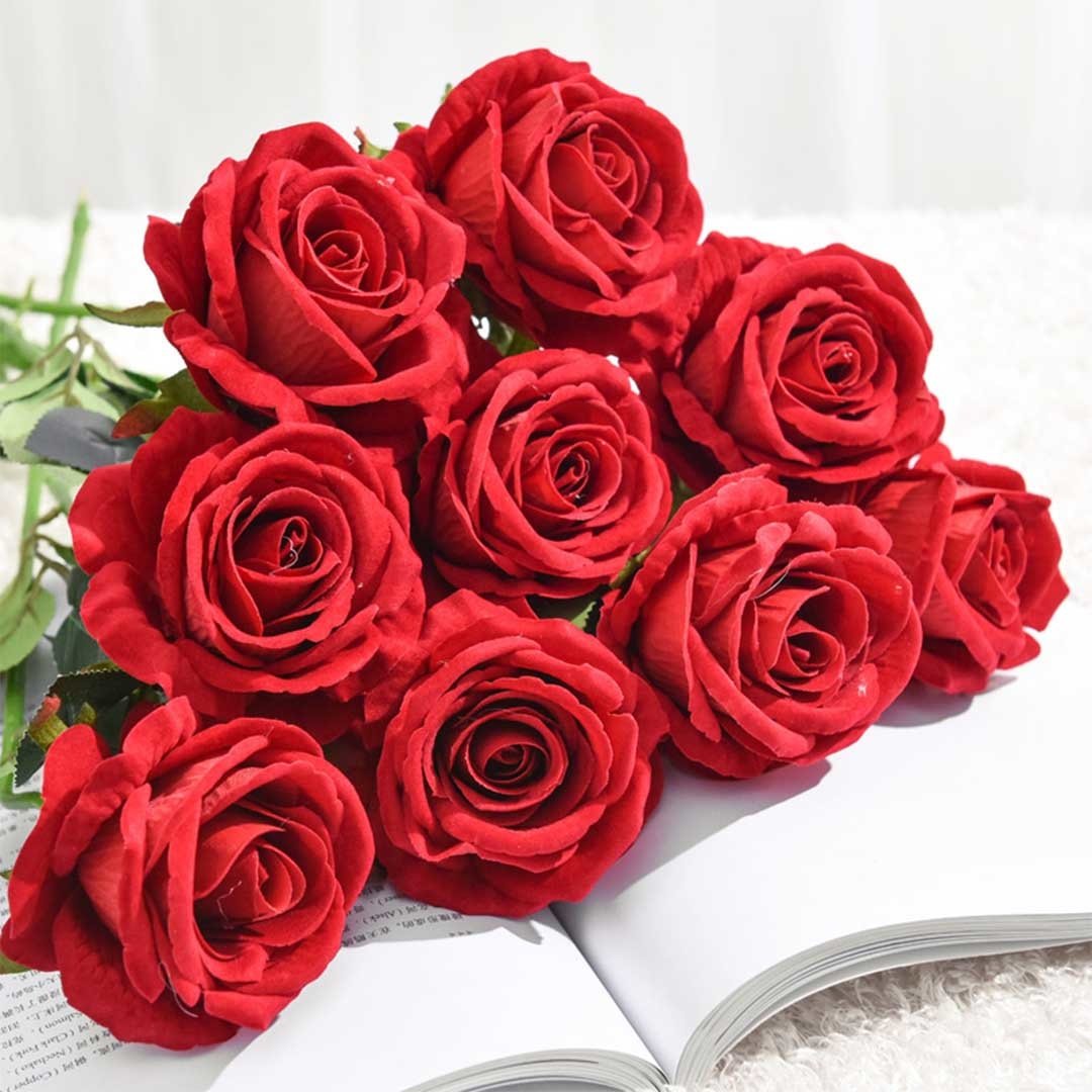10pcs Artificial Silk Flower Fake Rose Bouquet Table Decor Red Plant Fast shipping On sale