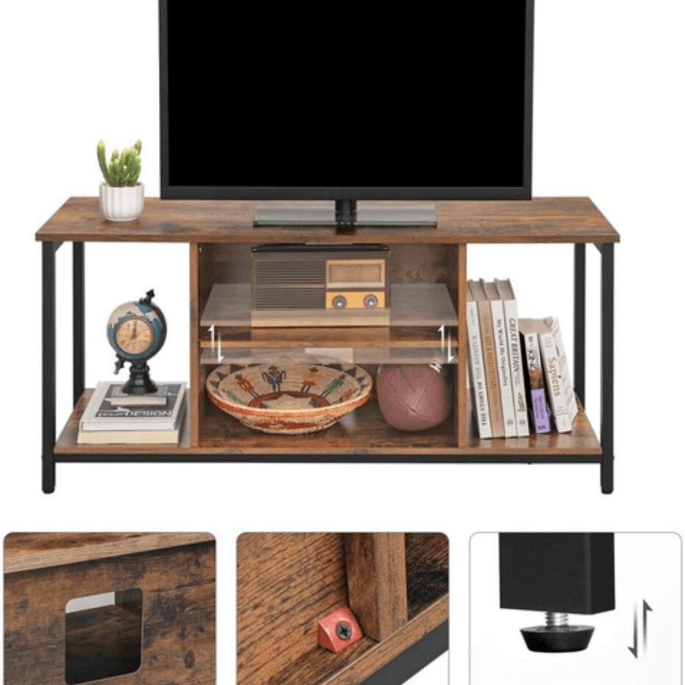Vasagle TV Unit 110cm Entertainment with Open Storage Industrial Rustic Brown Fast shipping On sale