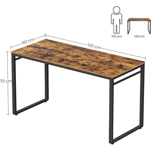 120cm Computer Desk with 8 Hooks Office Rustic Brown Vasagle Fast shipping On sale