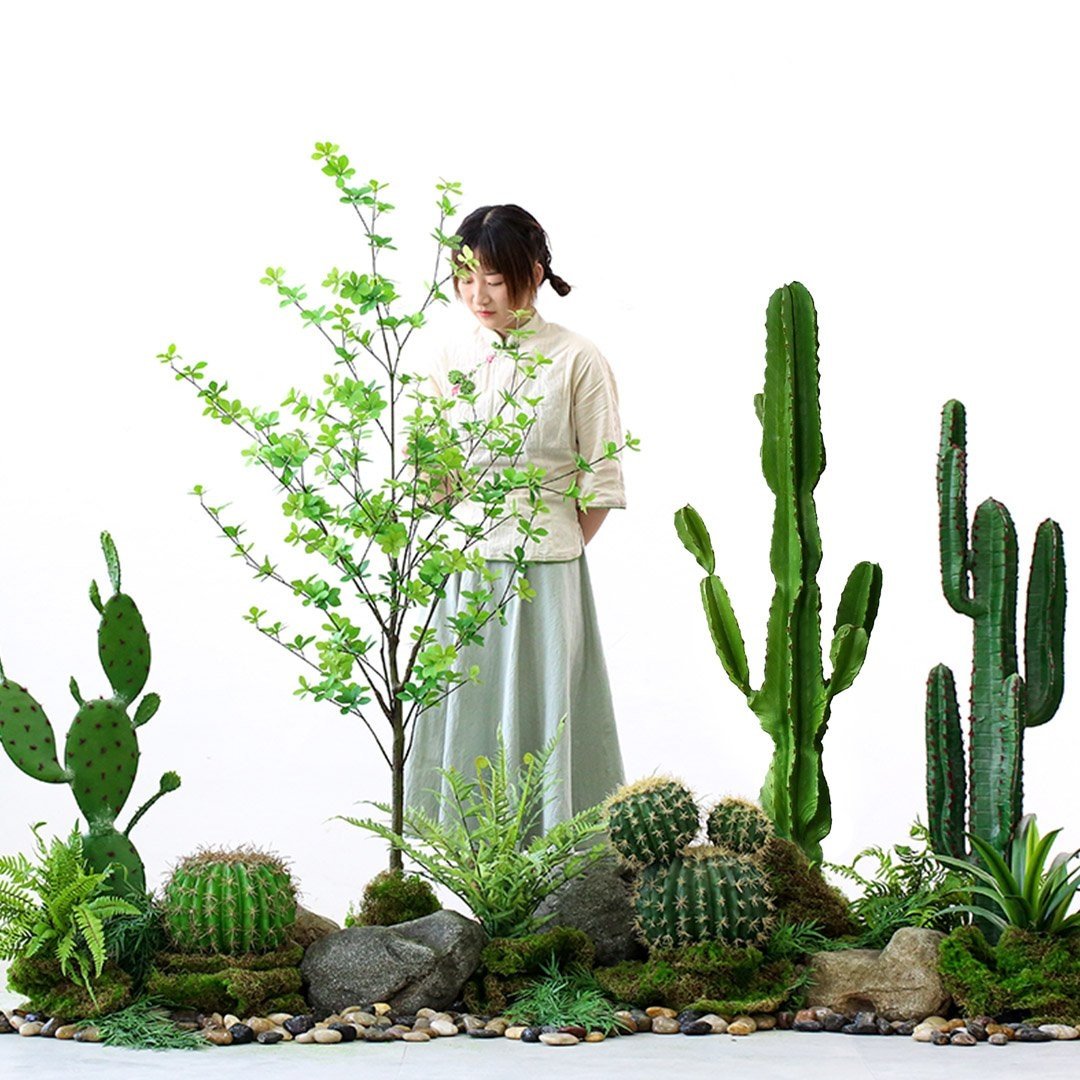 120cm Green Artificial Indoor Cactus Tree Fake Plant Simulation Decorative 6 Heads Fast shipping On sale