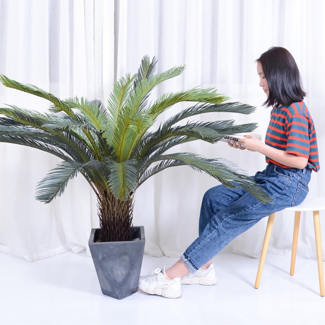 125cm Artificial Indoor Cycas Revoluta Cycad Sago Palm Fake Decoration Tree Pot Plant Fast shipping On sale