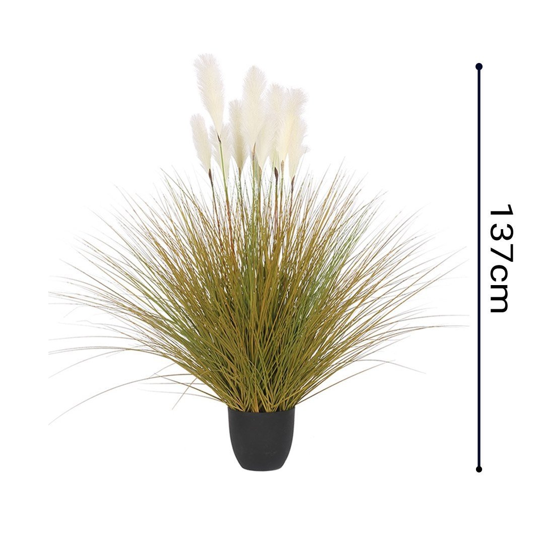 Momentous Living - 137cm Artificial Indoor Potted Reed Bulrush Grass ...