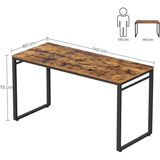 140cm Computer Desk with 8 Hooks Office Rustic Brown Vasagle Fast shipping On sale
