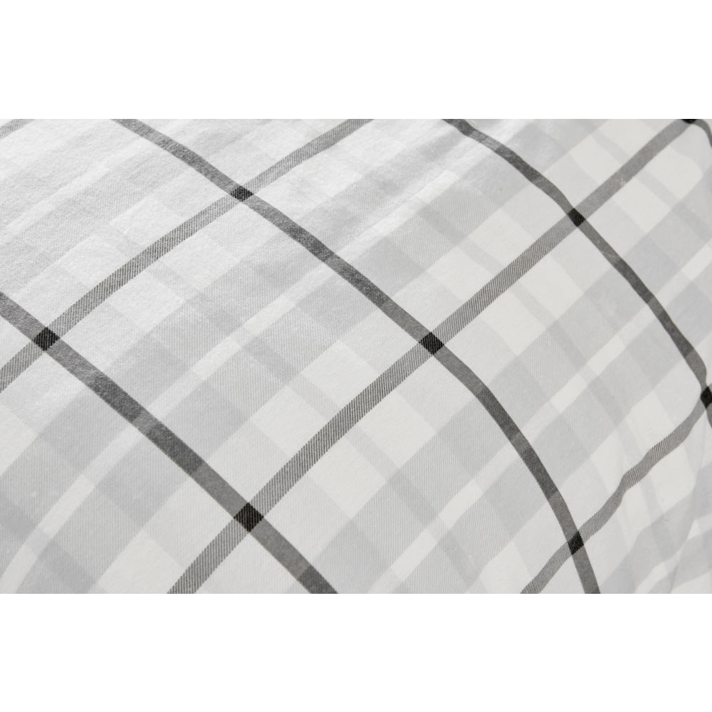 150GSM Check Print Flannelette Quilt Cover Set - Grey King Fast shipping On sale