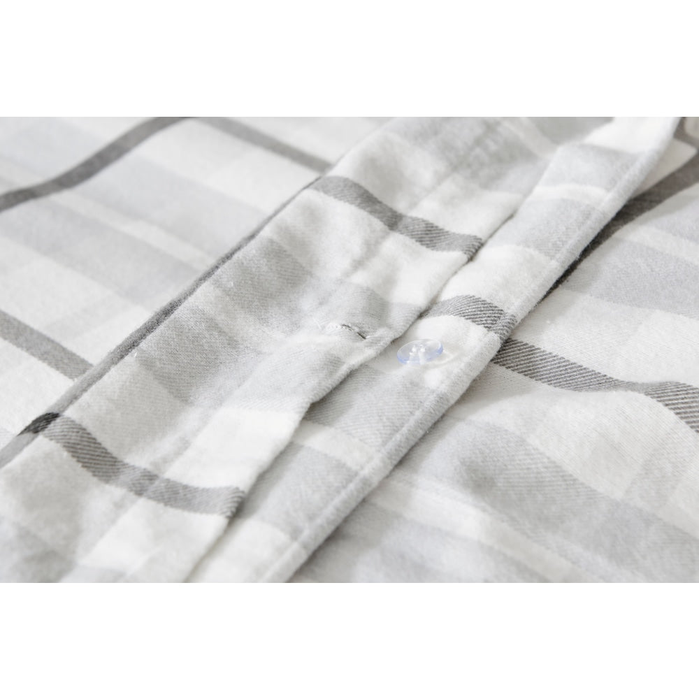 150GSM Check Print Flannelette Quilt Cover Set - Grey King Fast shipping On sale