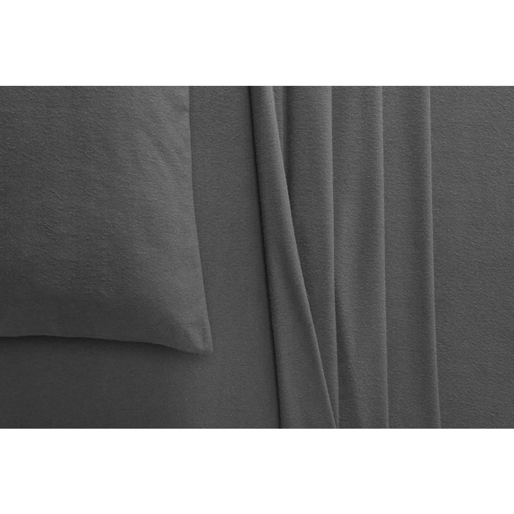 150GSM Cotton Flannelette Bed Sheet Set - Dark Grey King Single Fast shipping On sale