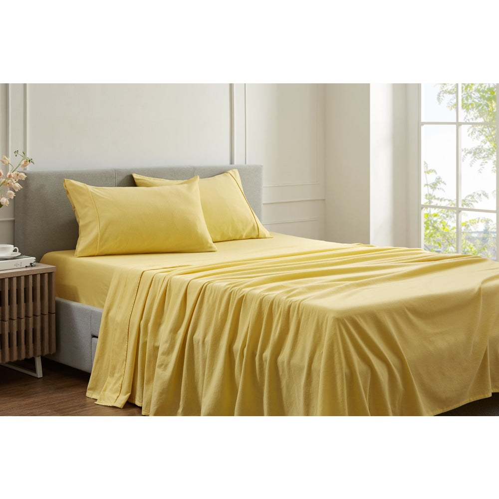 150GSM Cotton Flannelette Bed Sheet Set - Honeycomb Double Fast shipping On sale