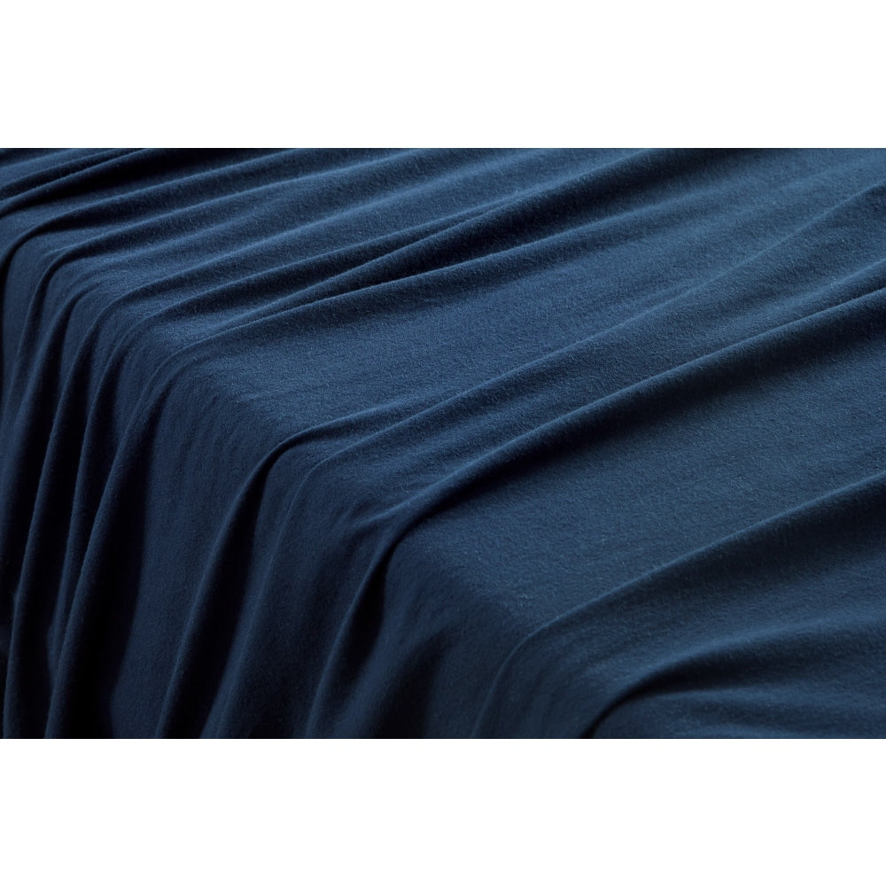 150GSM Cotton Flannelette Bed Sheet Set - Midnight Double Fast shipping On sale