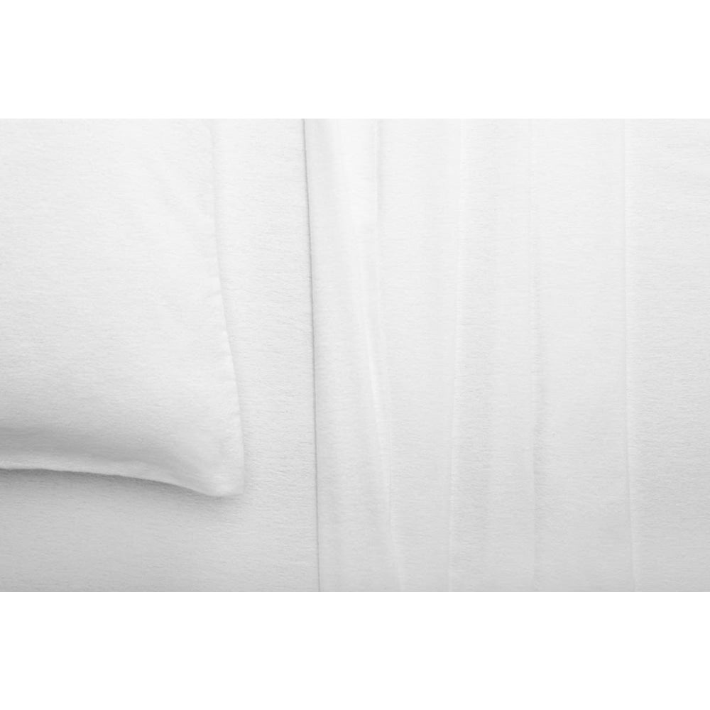 150GSM Cotton Flannelette Bed Sheet Set - White King Single Fast shipping On sale