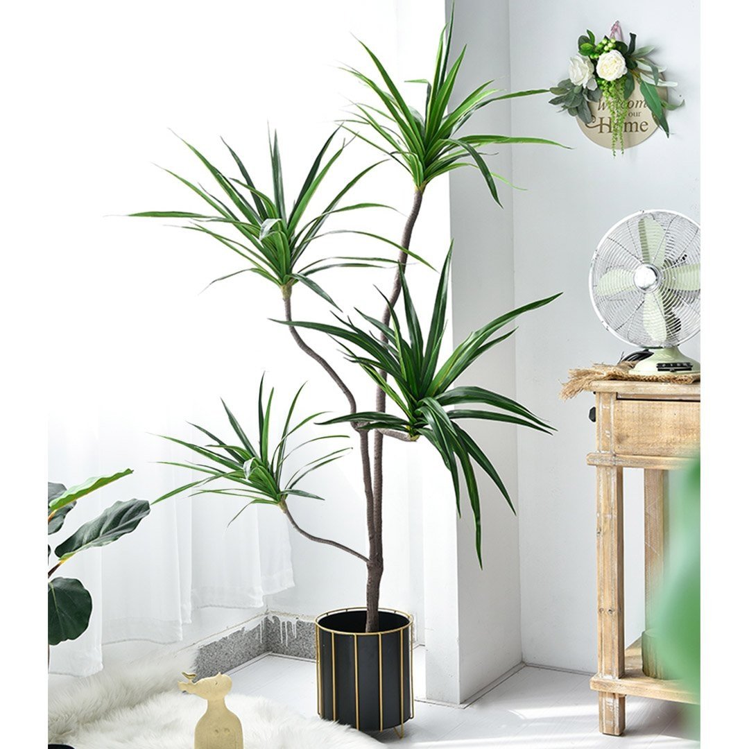 180cm Green Artificial Indoor Brazlian Iron Tree Fake Plant Decorative 4 Heads Fast shipping On sale