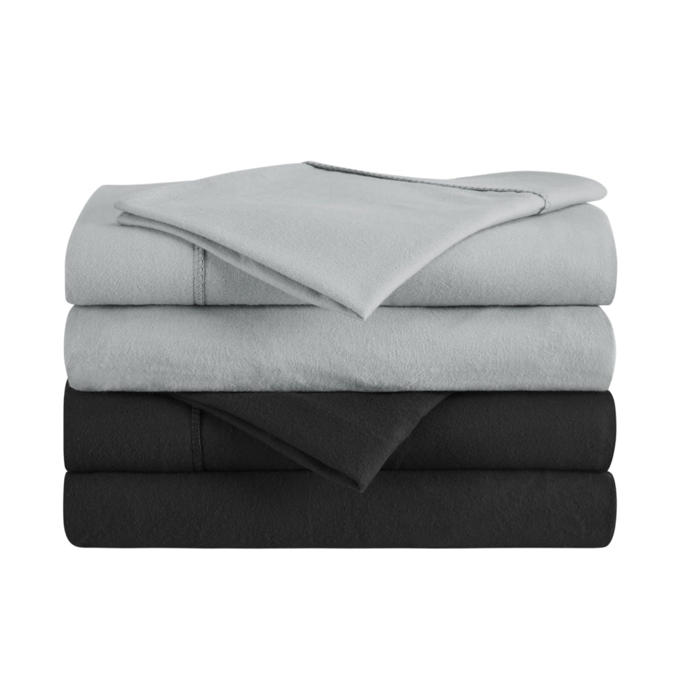 180GSM Cotton Flannelette Bed Sheet Set - Charcoal King Fast shipping On sale