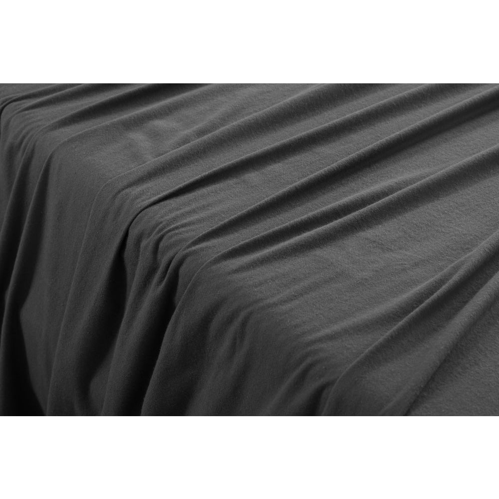 180GSM Cotton Flannelette Bed Sheet Set - Charcoal King Fast shipping On sale