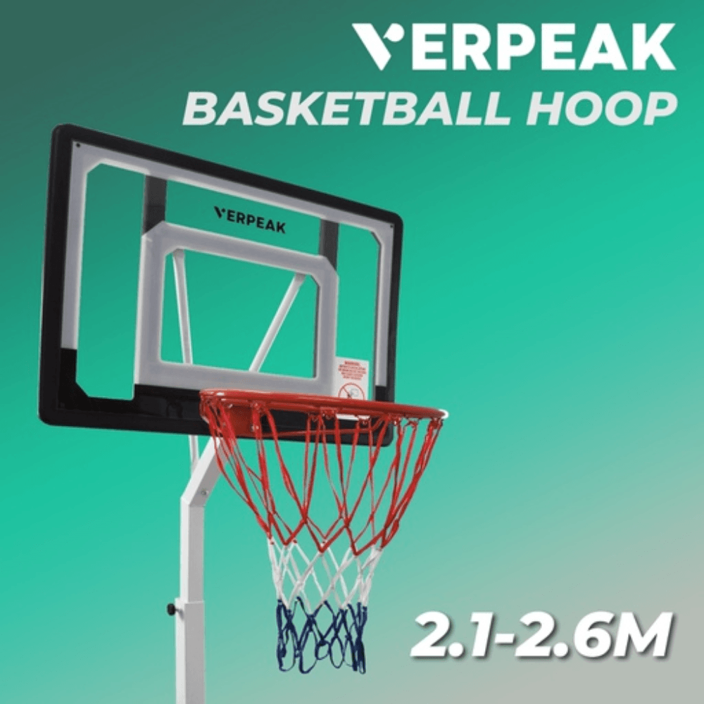 Verpeak Basketball Hoop Stand 2.1M - 2.60M Sports Exercise (White) & Fitness Fast shipping On sale