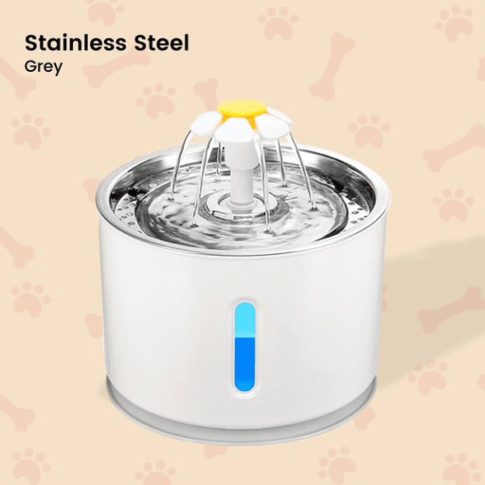 2.8L Automatic Stainless Steel Top Water Fountain Drinking Dispenser And Filter Grey Cat Cares Fast shipping On sale