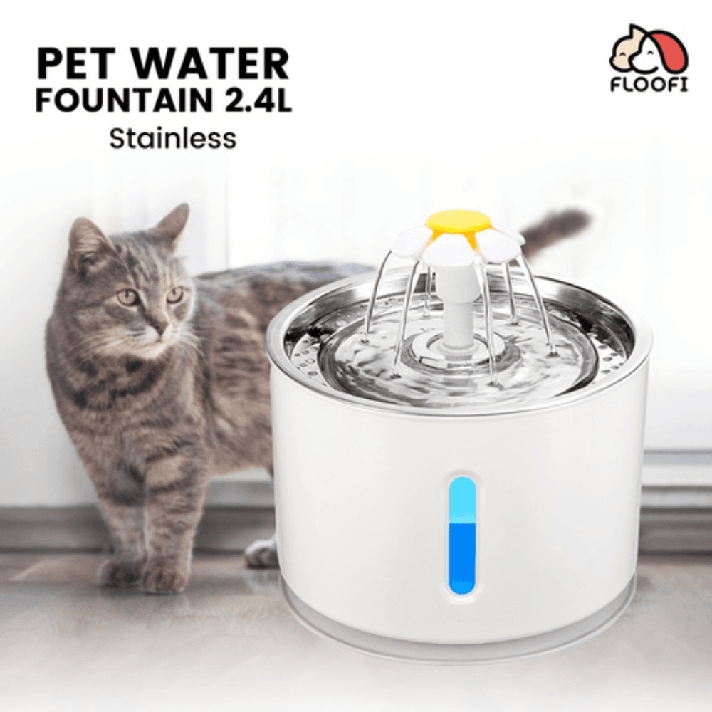 2.8L Automatic Stainless Steel Top Water Fountain Drinking Dispenser And Filter Grey Cat Cares Fast shipping On sale