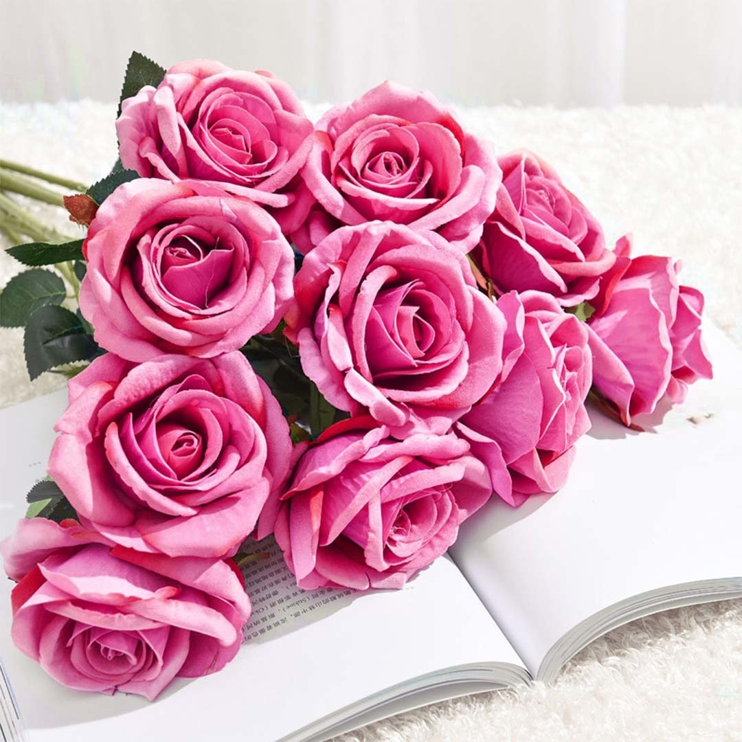 20pcs Artificial Silk Flower Fake Rose Bouquet Table Decor Pink Plant Fast shipping On sale