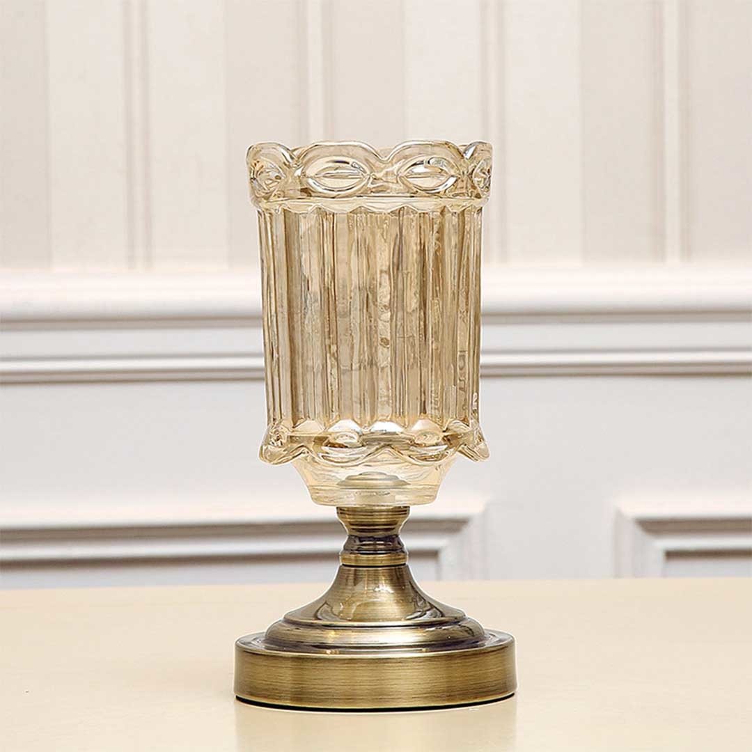 25cm Transparent Glass Flower Vase with Metal Base Filler Vases Fast shipping On sale