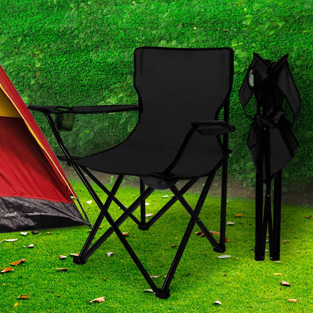 2Pcs Folding Camping Chairs Arm Foldable Portable Outdoor Fishing Picnic Chair Black Furniture Fast shipping On sale