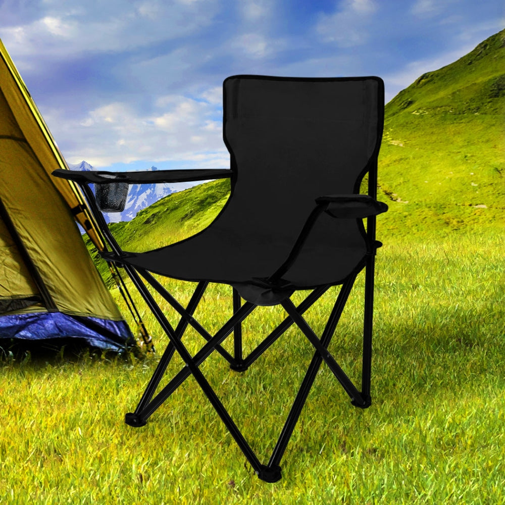 2Pcs Folding Camping Chairs Arm Foldable Portable Outdoor Fishing Picnic Chair Black Furniture Fast shipping On sale