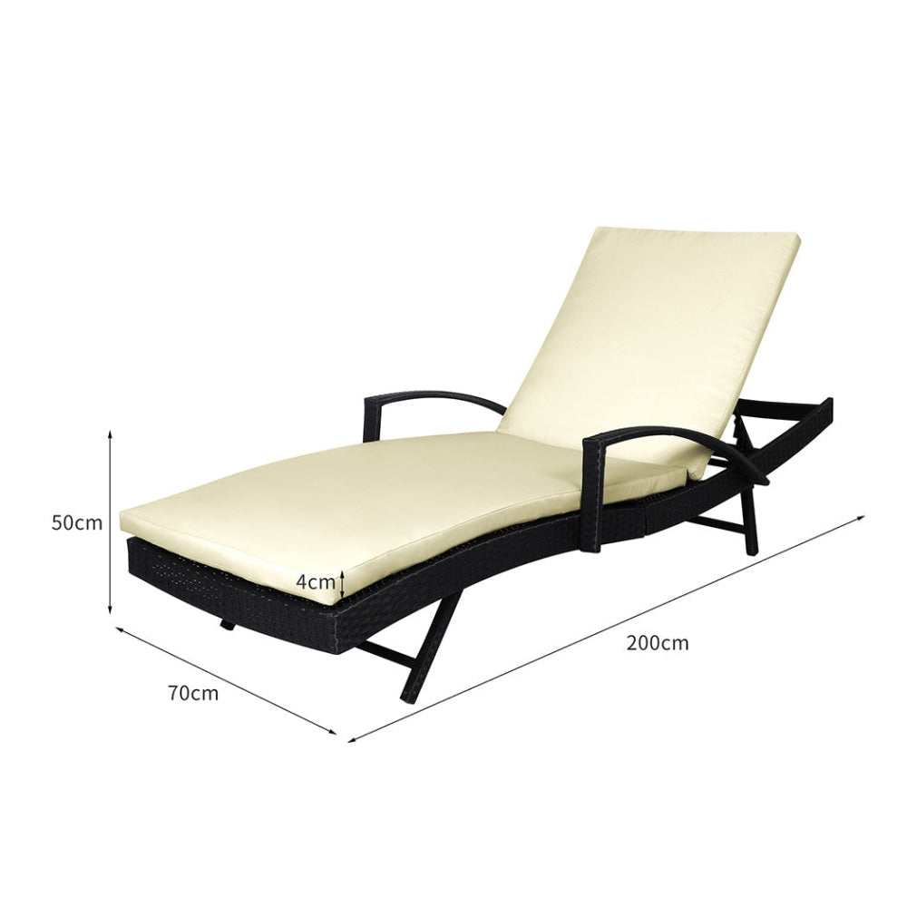 2PCS Levede Outdoor Sun Lounger Furniture Wicker Lounge Garden Patio Bed Cushion Fast shipping On sale