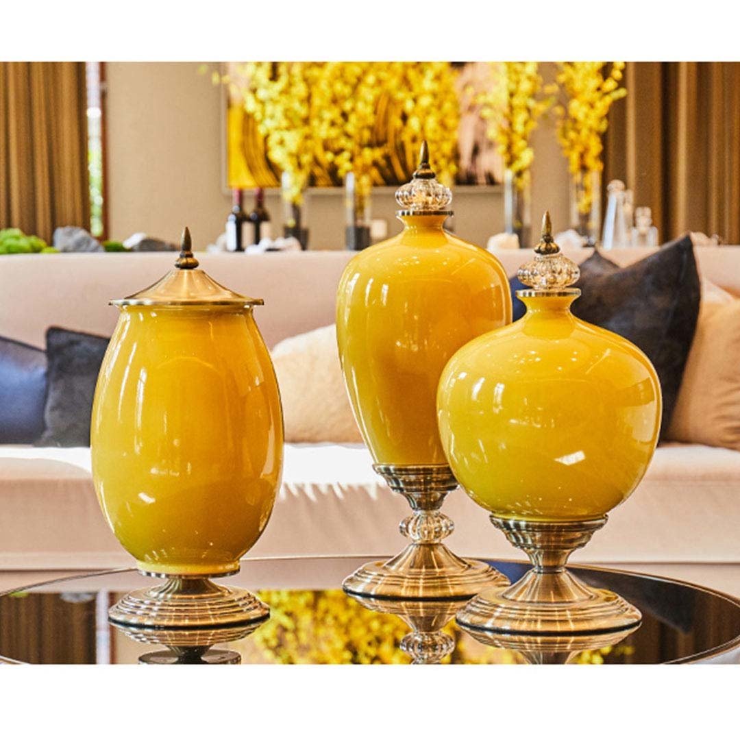 2X 42cm Ceramic Oval Flower Vase with Gold Metal Base Dark Blue Vases Fast shipping On sale