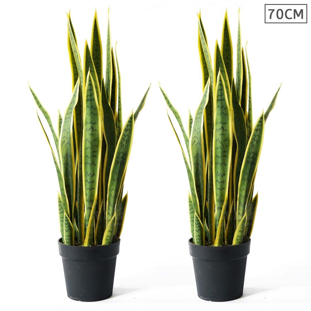2X 70cm Artificial Indoor Yellow Edge Tiger Piran Fake Decoration Tree Flower Pot Plant Fast shipping On sale