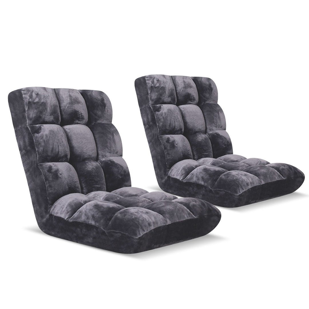 2X Floor Recliner Folding Lounge Sofa Futon Couch Chair Cushion Grey Fast shipping On sale