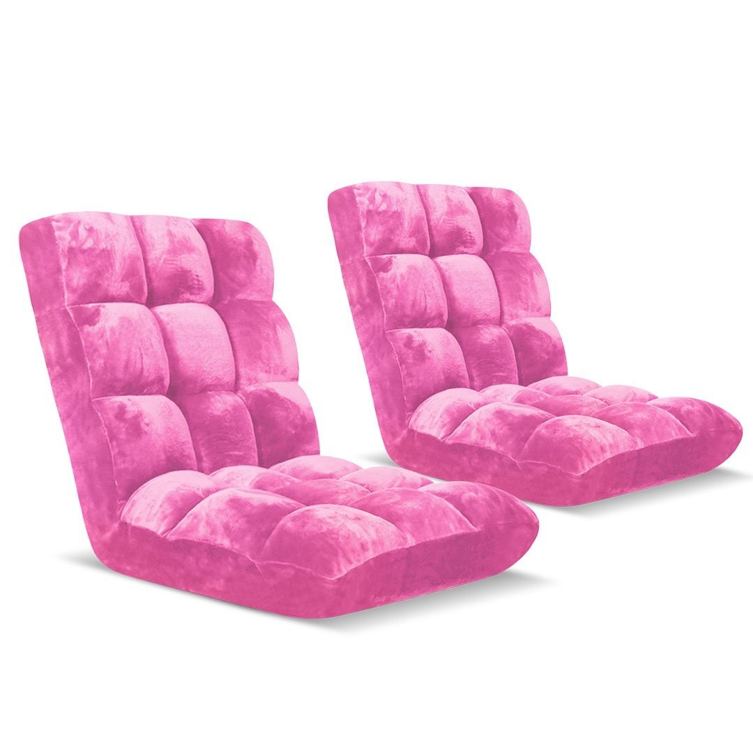2X Floor Recliner Folding Lounge Sofa Futon Couch Chair Cushion Light Pink Fast shipping On sale