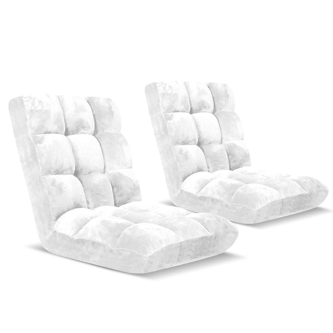 2X Floor Recliner Folding Lounge Sofa Futon Couch Chair Cushion White Fast shipping On sale