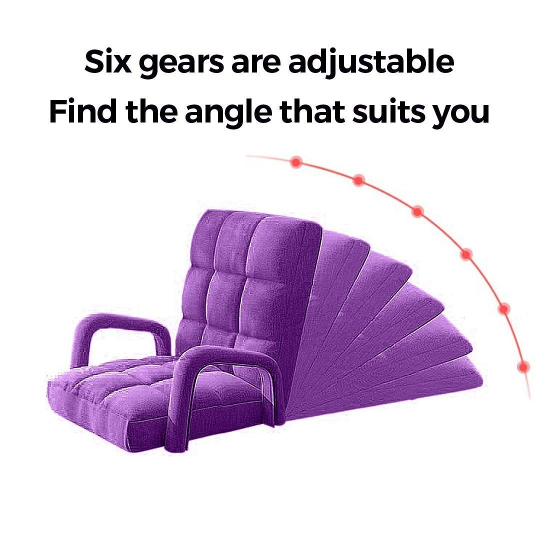 2X Foldable Lounge Cushion Adjustable Floor Lazy Recliner Chair with Armrest Purple Fast shipping On sale