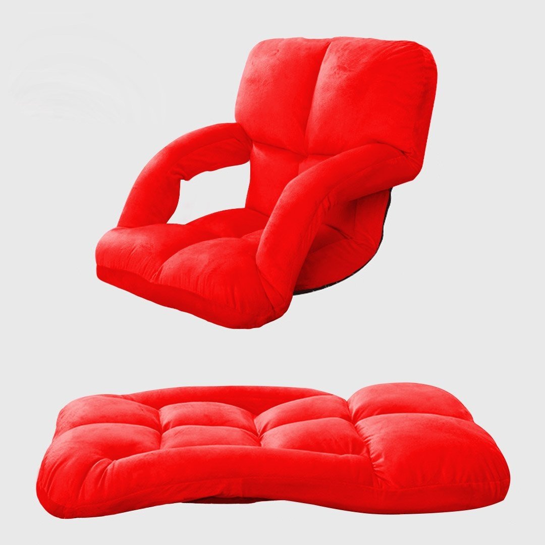 2X Foldable Lounge Cushion Adjustable Floor Lazy Recliner Chair with Armrest Red Fast shipping On sale